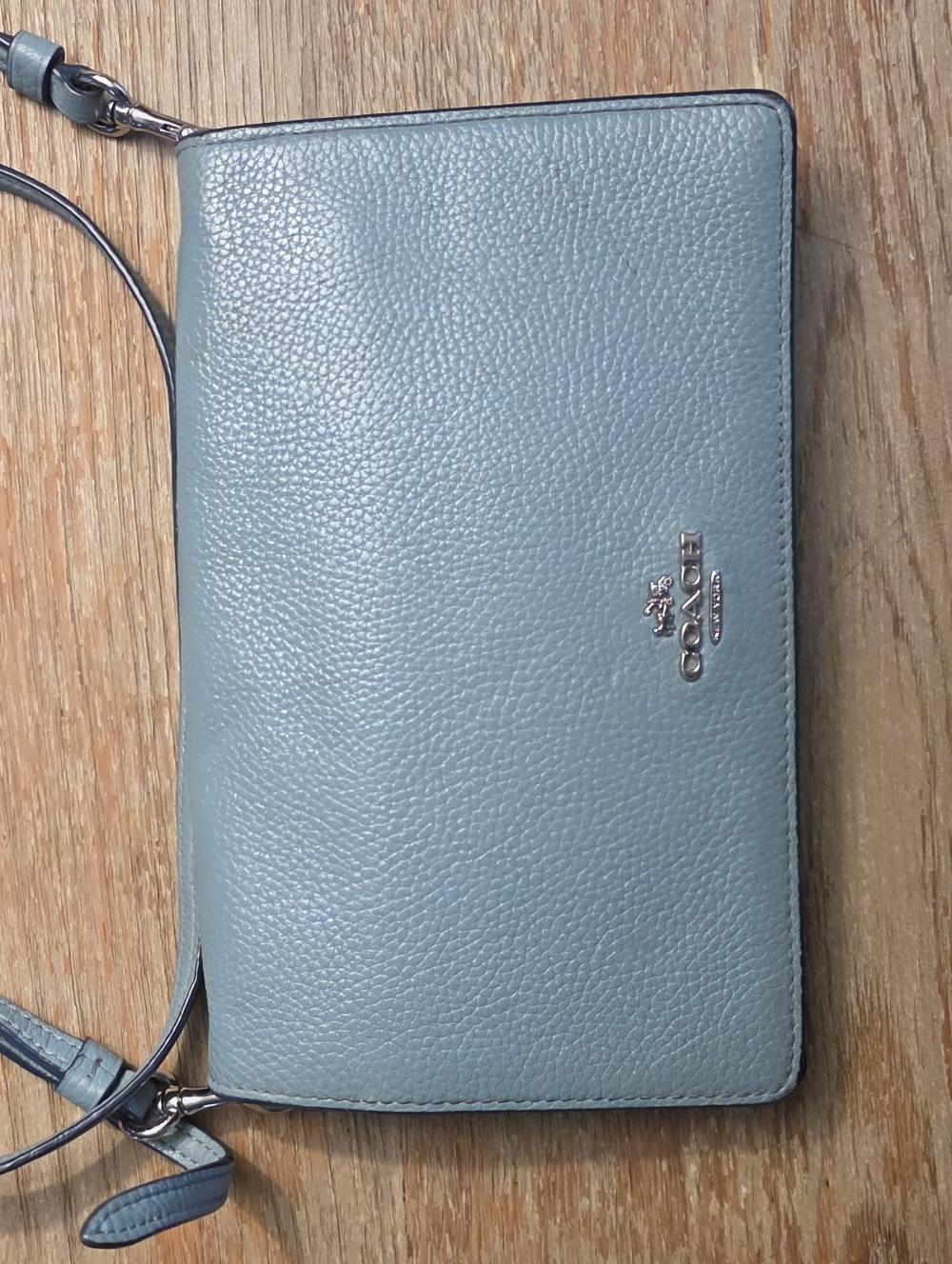Coach Pebbled Leather Clutch in Slate Blue - Picture 2 of 5